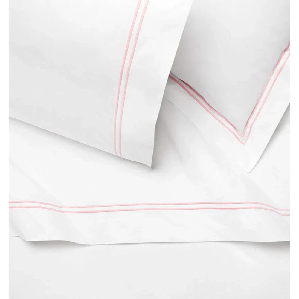 SFERRA Grande Hotel Standard Sham White/Pink Egyptian Cotton Italy 21x26